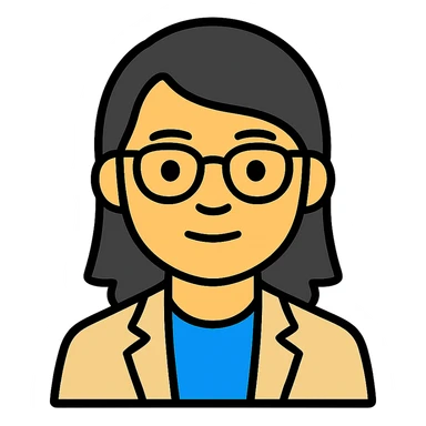 Make the Asian male avatar have longer hair, keep glasses, and maintain the current style with a transparent background. sticker