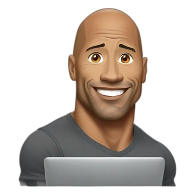 Dwayne johnson with laptop sticker