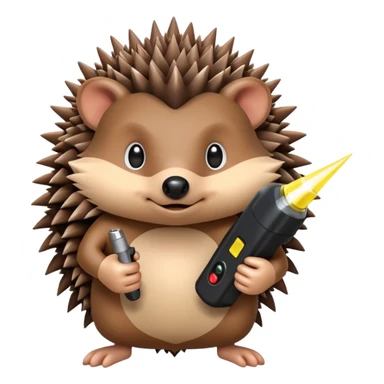 Hedgehog holding a taser sticker