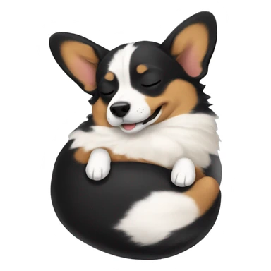 black corgi sleeping on his back sticker
