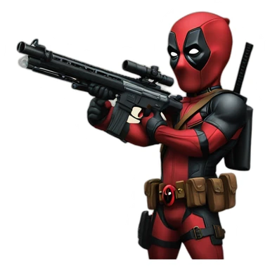 Deadpool con fusil sticker