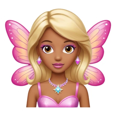 brown skin blonde barbie fairy  dust sticker