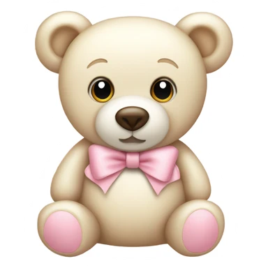 cream colored teddy bear with pastel pink bow sticker