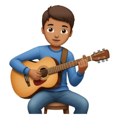 boy playing guitar indoors sticker