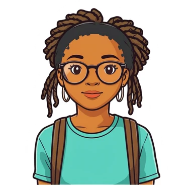 Black girl with locs wearing glasses on her 16th birthday  sticker