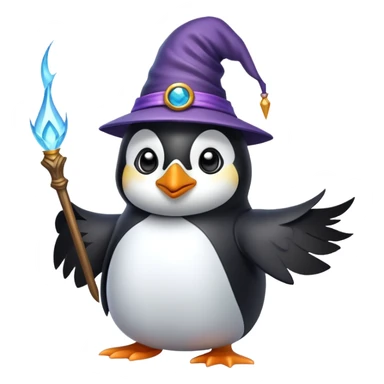 penguin wizard casting a spell sticker