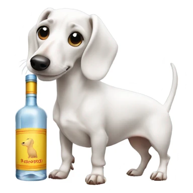 White Dachshund with vodka   sticker