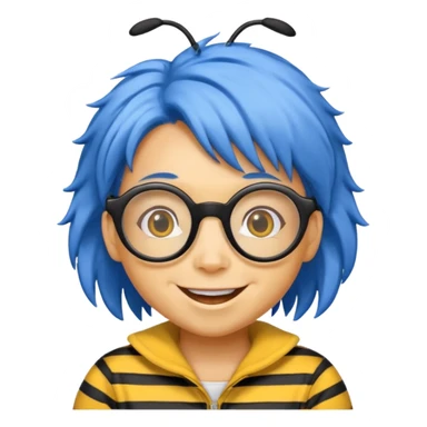 bee with blue hair and spectacles sticker
