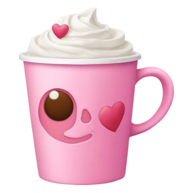 A pink coffee with pink hearts around it sticker