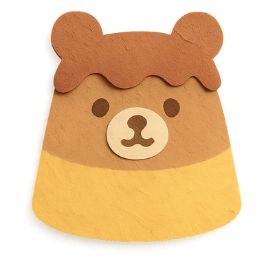 cute bear-shaped pudding, paper craft style sticker