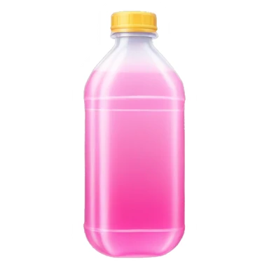 plastic bottle with crystaline pink liquid sticker