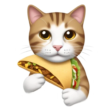 Brown and white tabby cat holding taco  sticker