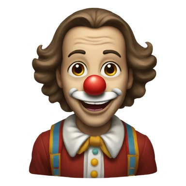 Clown with a brown long hair and tongue out sticker