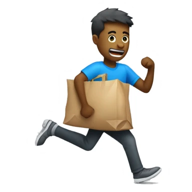 Ladron corriendo con una blosa de basura con dinero sticker