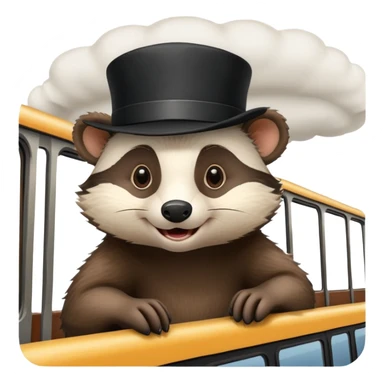 Badger in a conductor hat riding on a train  sticker