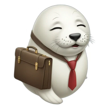White seal in tie and with briefcase and closed eyes sticker