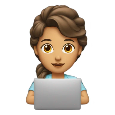 mujer pelo en moño y trabajando en laptop sticker
