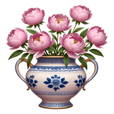 Pink peonies in a vintage vase sticker