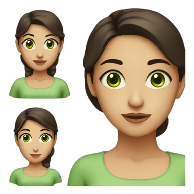 Turkish girl with dark brown hair, small head with green eyes sticker