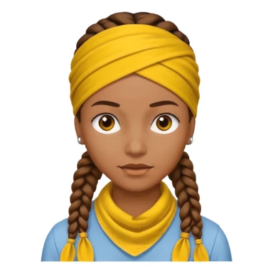 woman with brown braids and a yellow bandana sticker