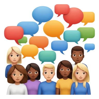 people connected in a group chat with multiple speech bubbles sticker