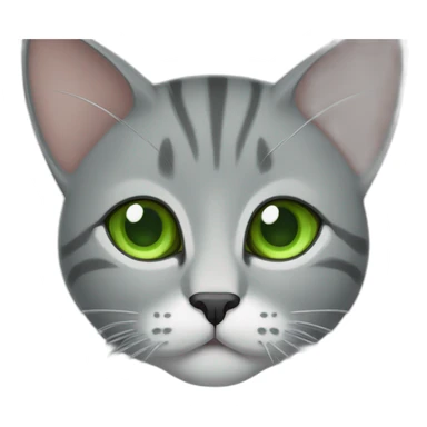 gray no stripes cat with big tusk and green eyes sticker
