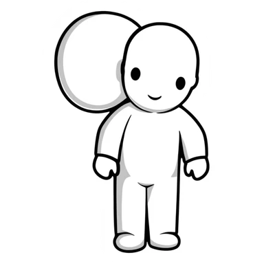 grey human silhouette frontal view with no facial features, no face, no eyes, no nose, no mouth, simple outline sticker