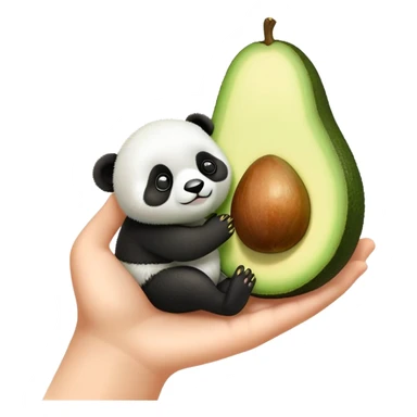 a tiny avocado held a very tiny panda sticker