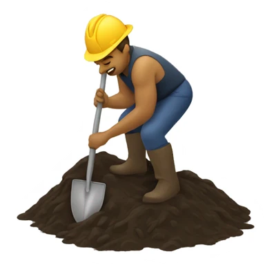 Man digging up mud with gold shovel sticker