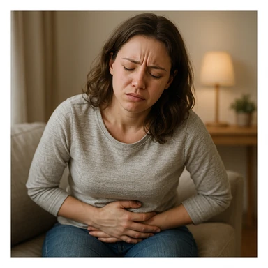 Donna con problemi ci ciclo mestruale realistica sticker