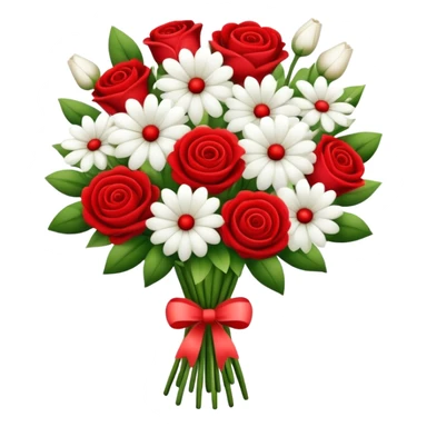 Red and white valentine flower bouquet  sticker