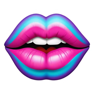A psychedelic-colored lipstick kiss mark. sticker