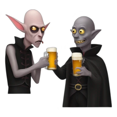 nosferatu and patrick star drinking beer sticker