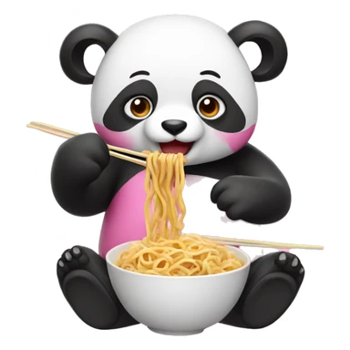 Pink panda eating noodles sticker