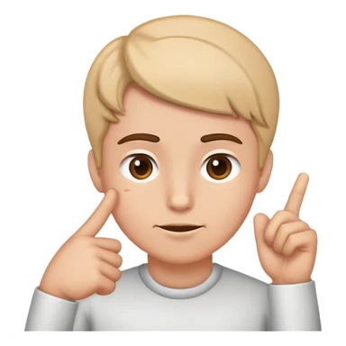 Pointing at head. “Think smarter not harder” sticker