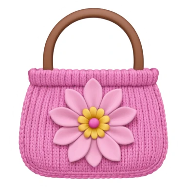 knitted bag pink flower sticker