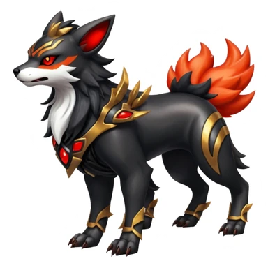 Shiny Gothic Exotic Futuristic Houndoom-Arcanine-Zorua-Torracat-Pokémon-Fakémon-hybrid-creature sticker