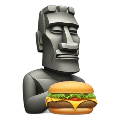 moai statue eating a burger sticker