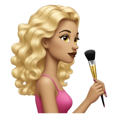 A coquette girl doing her makeup blonde wavy hair sticker