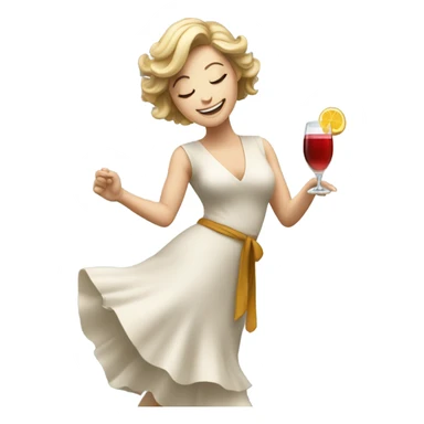 White Woman dancing with drink with eyes closed sticker