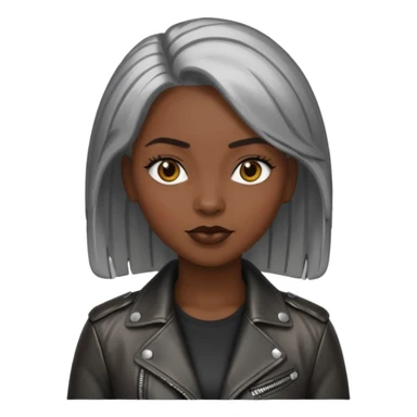 black woman with metalic hair lether jacket sticker