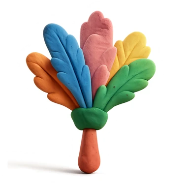feather duster in claymation style with colorful feathers and a playful look sticker