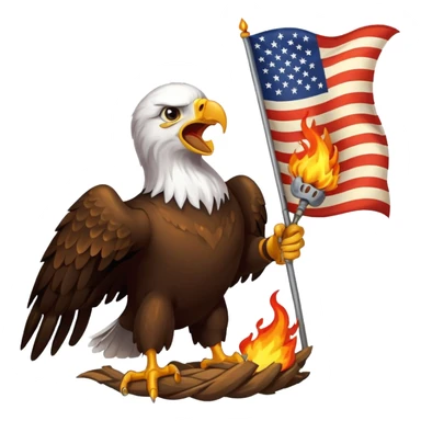 Eagle eating a burning flag sticker