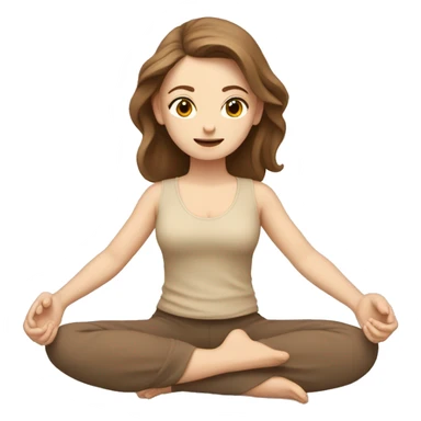 White Girl with brown hair doing padmasana in beige tones  sticker