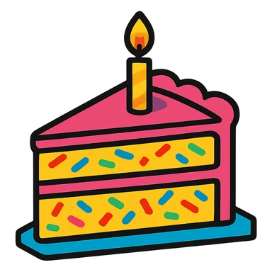 slice of funfetti birthday cake sticker