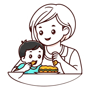 Mom eating kid sticker