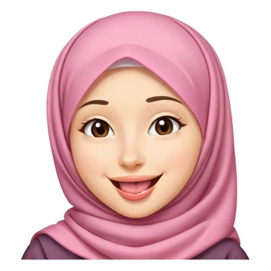 nữ, 15 tuổi, đội khăn hijab, tongue out, cười tươi, nhắm 1 mắt sticker