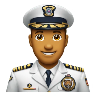 Happy Tiger face emoji in us navy chief uniform sticker
