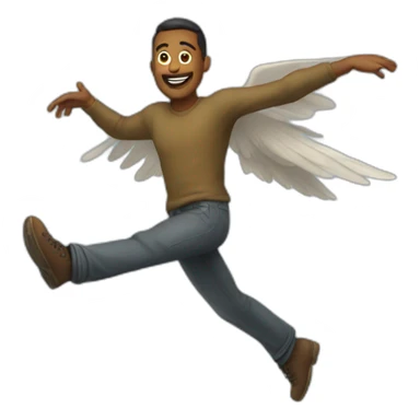 a man flying like bird  sticker