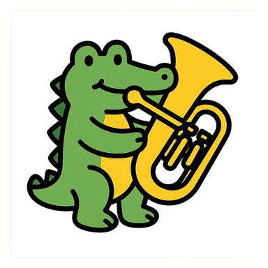 crocodile playing a bombardino euphonium sticker